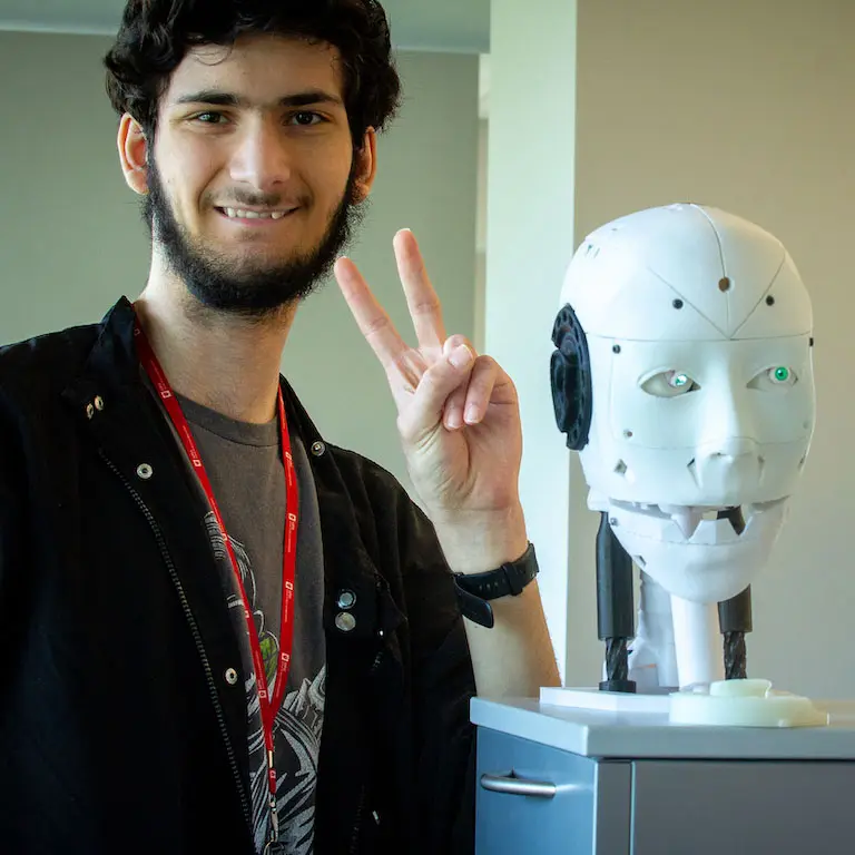 High school student with a bot