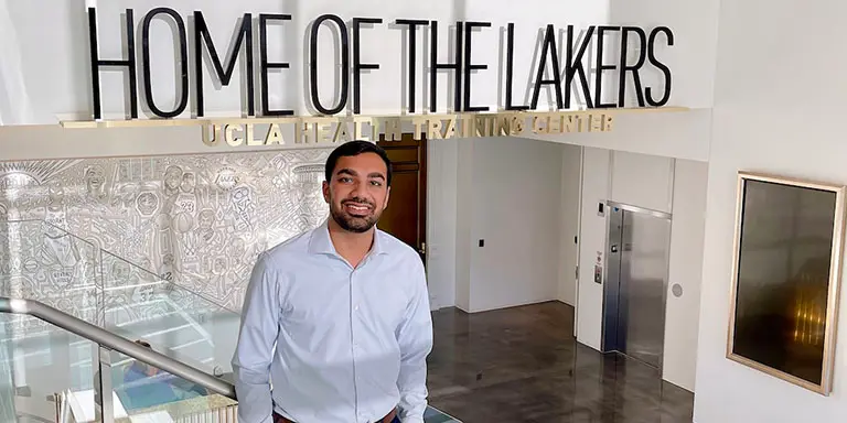 Nikhil Morar at the office of the LA Lakers